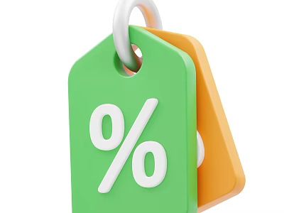 Green And Orange Decorative Ornament Set With Percent Sign Tags For Home Decor 3d model