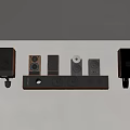 Modern Home Audio System With Soundbar Satellite Speakers And Disc Player