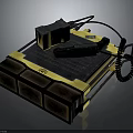 Yellow And Black Portable Electronic Tool With Blue Power Box And Cable 3d model