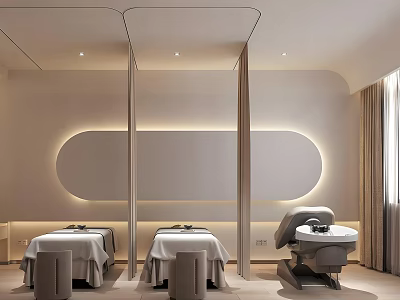 Elegant Modern Beauty Salon Interior With Massage Beds Salon Chair And Soft Lighting 3d model