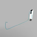 Modern Electric Vehicle Charger Station With White Body Blue Cable And Charging Port