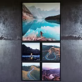 Framed Landscape Paintings Featuring Golden Gate Bridge Night View And Coastal Seascape Scenes