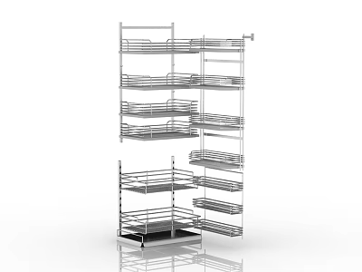Stainless Steel Kitchen Storage Rack With Multiple Shelves For Utensils Organization 3d model