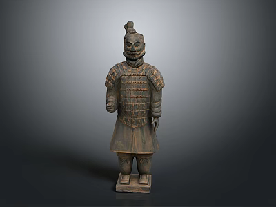 Ancient Chinese Terracotta Warrior Standing Figure With Armor For Historical Scene 3d model