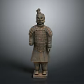 Ancient Chinese Terracotta Warrior Standing Figure With Armor For Historical Scene