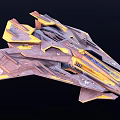 Futuristic Cosmic Spaceship With Aerodynamic Structure And Yellow Brown Accents