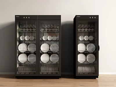 Haier Black Modern Kitchen Sterilizing Cabinets Storing Plates Cups And Utensils 3d model
