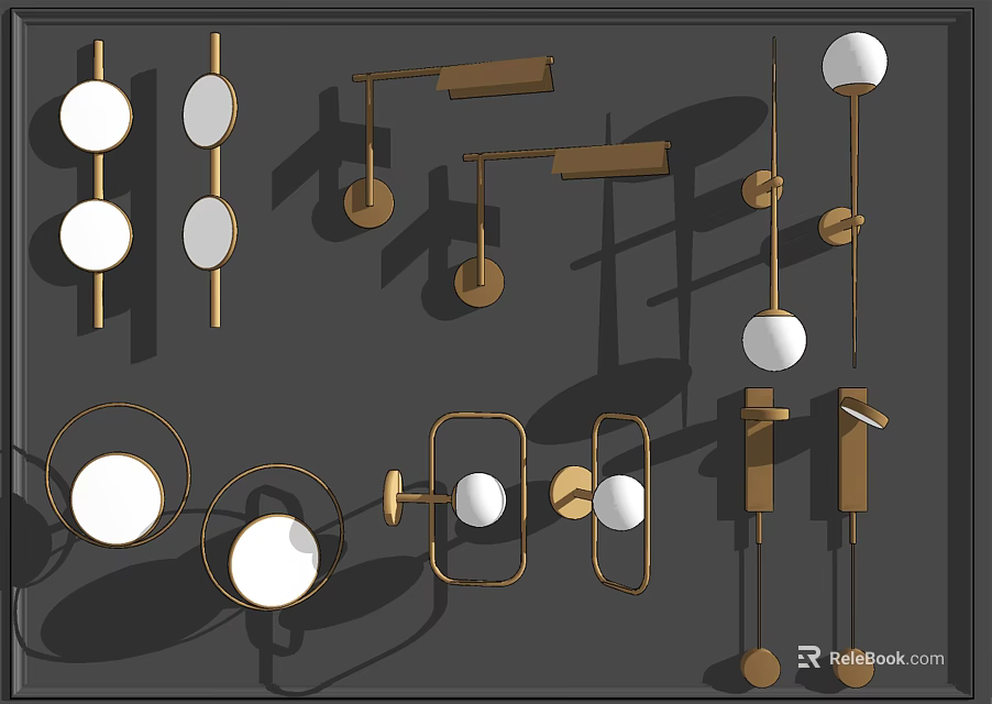 Modern Wall Sconces with Metal Frames Circular Shades And Various Geometric Designs 3d model
