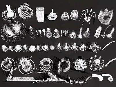 Creative Hand Drawn Garden Ornaments With Various Shapes And Decorative Designs 3d model