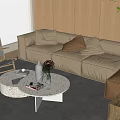 Modern Sofa Coffee Table Combination Internet Celebrity Bean Curd Block Sofa Coffee Table Casual Single Chair Decoration Carpet Combination 3d model