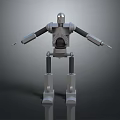 Silver Mechanical Robot 3D Model Standing With Smooth Surface And Metallic Reflection 3d model
