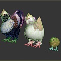 Modern cock cock hen chick 3d model