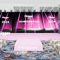 Elegant 2024 Flugger Brand Event Venue With Large LED Screen And Romantic Purple Stage Lighting