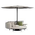 Outdoor Round Sofa With Large Umbrella Cushions And Side Table 3d model
