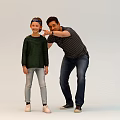 Group of People Including Adults and Children Interacting in White Background Setting