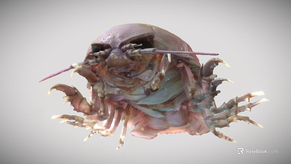Giant Isopod Marine Creature With Armored Exoskeleton Long Antennae And Multiple Legs 3d model 