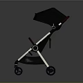 Modern Black Baby Stroller With Canopy Handle And Sleek Design Wheels