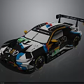 BMW Race Car With Colorful Livery Rear Wing And Sponsor Logos