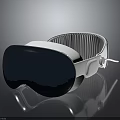Modern White Virtual Reality Headset with Blue Display Lens and Adjustable Headband Design