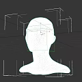 White Male Head Mannequin Bust Sculpture Isolated On Black Background