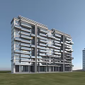 Modern Residential Building Exterior Design With Multiple Balconies And Glass Windows On Green Lawn