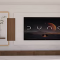 Modern Living Room Interior With Wall Mounted TV Decorative Panel And Potted Plant