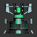 Futuristic Sci Fi Device 3D Model With Green Glowing Accents And Black White Structure