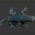 Game And Movie Character Blue Spiky Lizard With Open Mouth And Sharp Claws
