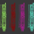 Colorful Decorated Firearms With Various Painted Designs And Different Types