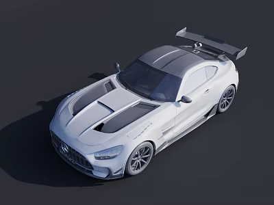 White Two Door Sporty Car With Sleek Design Vented Hood And Rear Spoiler 3d model