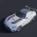White Two Door Sporty Car With Sleek Design Vented Hood And Rear Spoiler