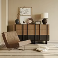 Modern Wooden Entryway Side Cabinet With Storage Drawers And Decorative Lamp