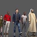 Arabs Black Asians Stand Standing Walking Pedestrians Passers Atmosphere Scene City Airport Model Body Mall 3d model