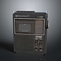 Classic Black Vintage Radio Cassette Recorder With Control Knobs And Speaker Grille 3d model