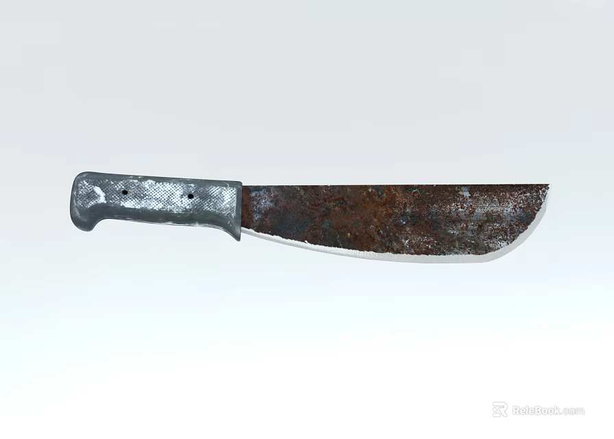 Rusty Kitchen Knife With Metal Handle And Sharp Blade For Cooking Use 3d model 