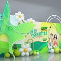 Spring Wake Up Plan Themed Photo Check In Spot With Green Butterflies Daisies And Balloons