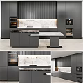 Modern Kitchen Interior With Gray Cabinets And Marble Island Countertop
