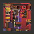 Colorful Lego Indoor Scene With Miniature Furniture And Toy Decorations