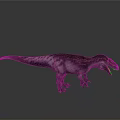 Realistic Dinosaur 3D Model With Gray Black Stripes Open Mouth Standing On Gray Background