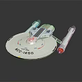 Silver Cosmic Spaceship Model With NCC1650 Number And Red Engine Lights 3d model