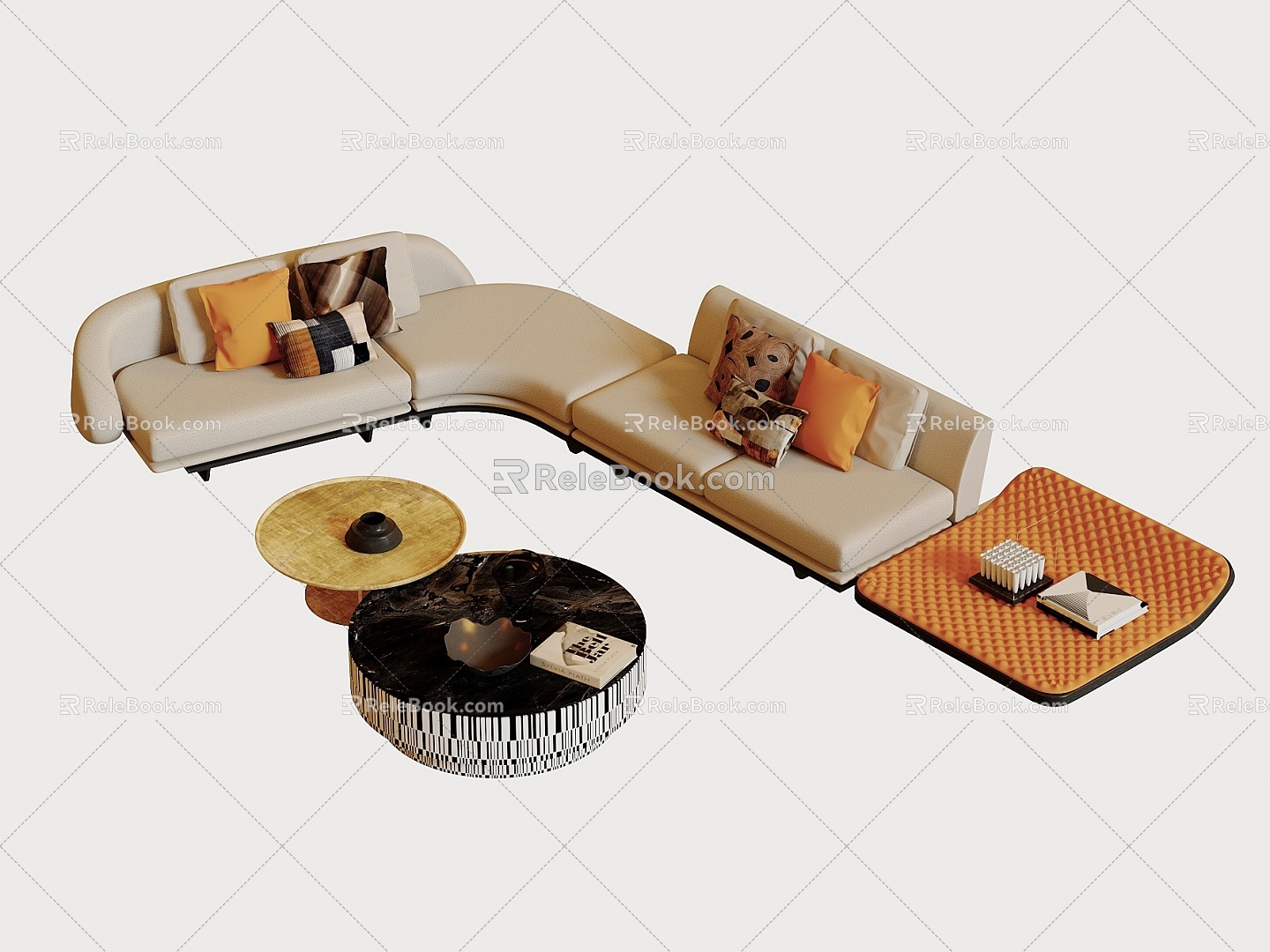 Modern Light Luxury Sofa Combination Coffee Table 3d model