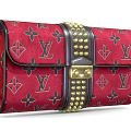 Luxury Red LV Handbag With Black Pattern Gold Studs And Lock Design 3d model