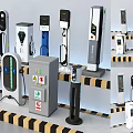 Modern Public Electric Vehicle Charging Facilities Featuring Various Charger Models And Designs
