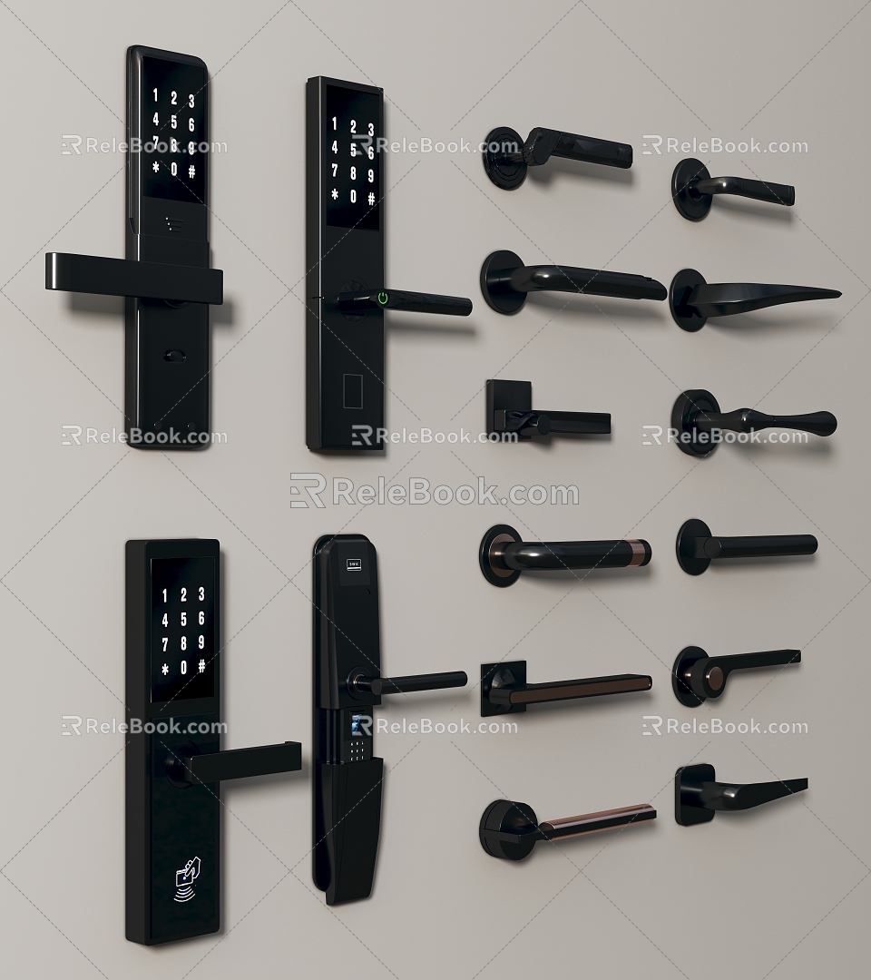 Modern electronic lock handle 3d model