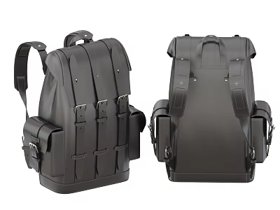 Black Backpack Design With Front And Back Views For Daily Use 3d model