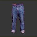 Blue Denim Jeans Classic Style With White Cuffs And Belt Loops