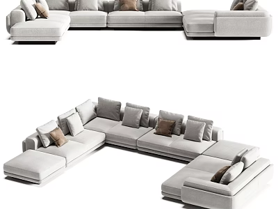 Modern L Shaped Double Sofa With Plush Cushions And Comfortable Seating 3d model