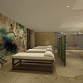 Luxury Beauty Salon Interior With Massage Beds Decorative Wall And Relaxing Ambiance