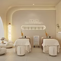 Elegant Cream Style Beauty Salon Interior Design With Comfortable Skincare Treatment Beds And Relaxing Seats