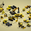 Engineering truck crane crane loader truck forklift cartoon car transporter 3d model